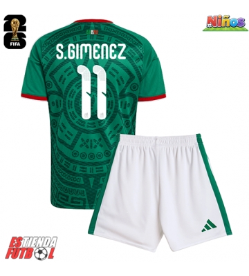 México Santiago Gimenez #11 Primera Equipación Niños Mundial 2026 Manga Corta (+ Pantalones cortos)